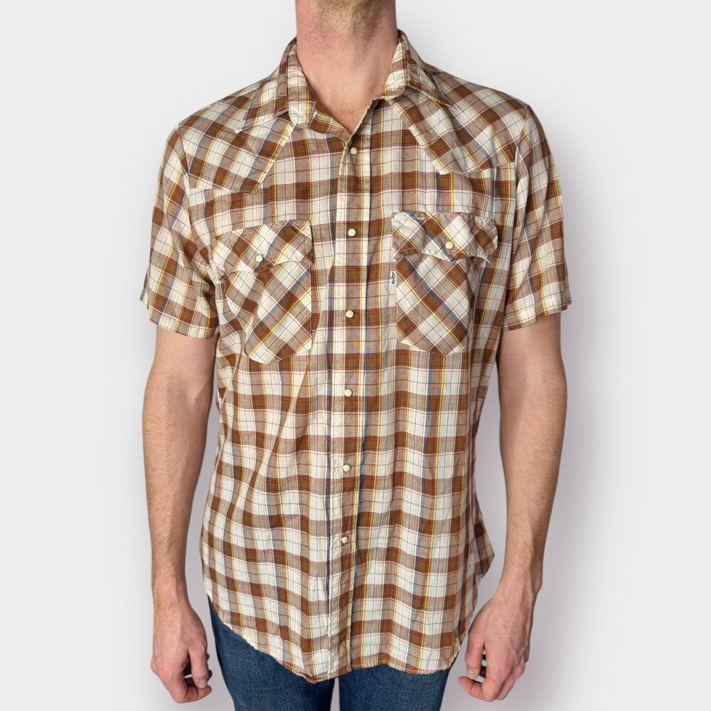 80s Levi’s Plaid‎ Pearl Snap Size L